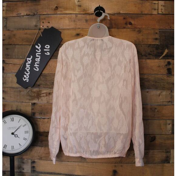SALE-The Limited women's peach sheer long sleeve patterned top size medium - Picture 9 of 12